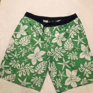 1023/ CHAPS Mens Hawaiian Print Swim Trunks, Sz XL Ex. Cond.